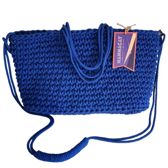 Nannacay Alexandra Galactics Knit Satchel Crossbody Bag in Ocean Blue NWT - Picture 2 of 11